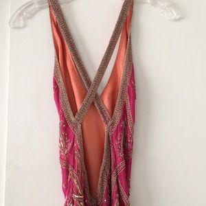 Beaded, Magenta and Gold gown